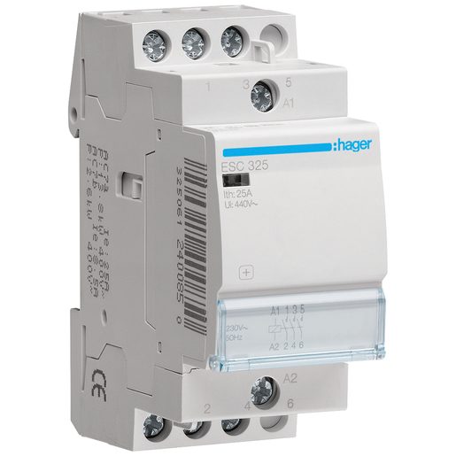 Teleruttore Hager 25A con 3 contatti NO 230VAC 2 moduli
