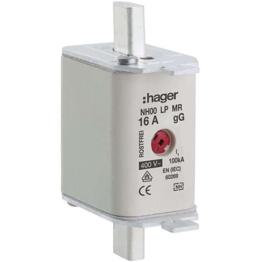 Fusibile HPC Hager DIN00 400VAC 16A gG/gL segnalatore centrale inossidabile