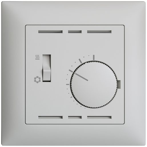Termostato ambiente s.m Feller Ediziodue con interruttore riscaldamento/raffrescamento completo grigio chiaro