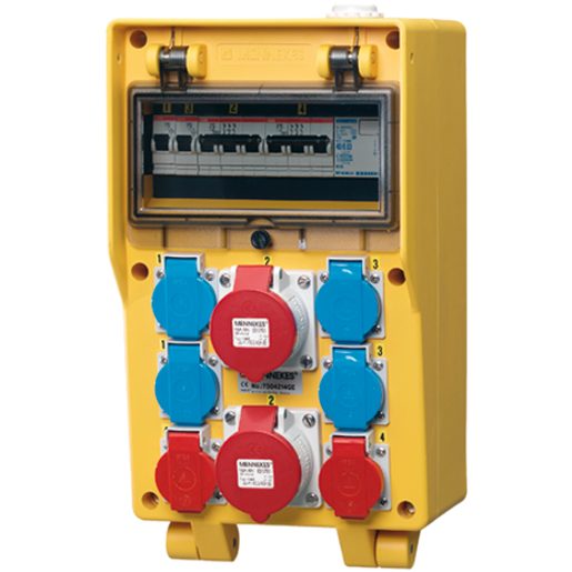 Quadro provvisorio in gomma Mennekes EverGum 40A 1×FI 4×LS 4×T23 2×T25 1×CEE16/5L 1×J15/5L