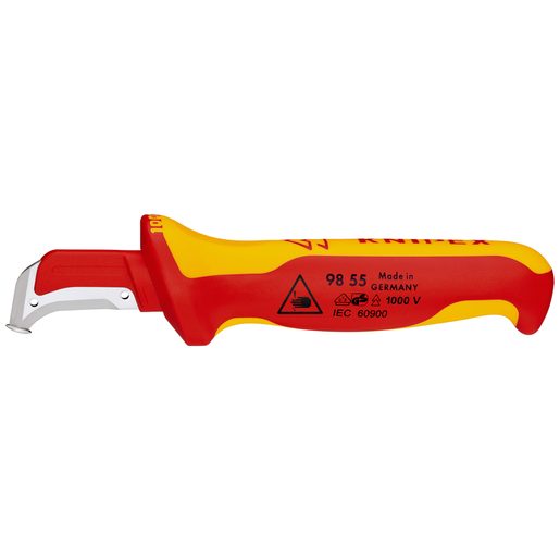 Coltello spelacavi KNIPEX VDE con pattino di guida 155mm