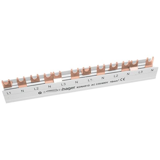Pettine di raccordo Hager L1N+L2N+L3N 16mm² 80A 210mm