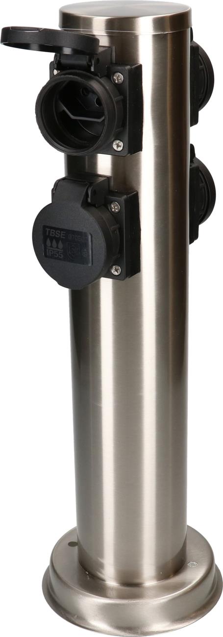 Colonnina prese da giardino Max Hauri 4xT13 IP55 rotondo in acciaio inox
