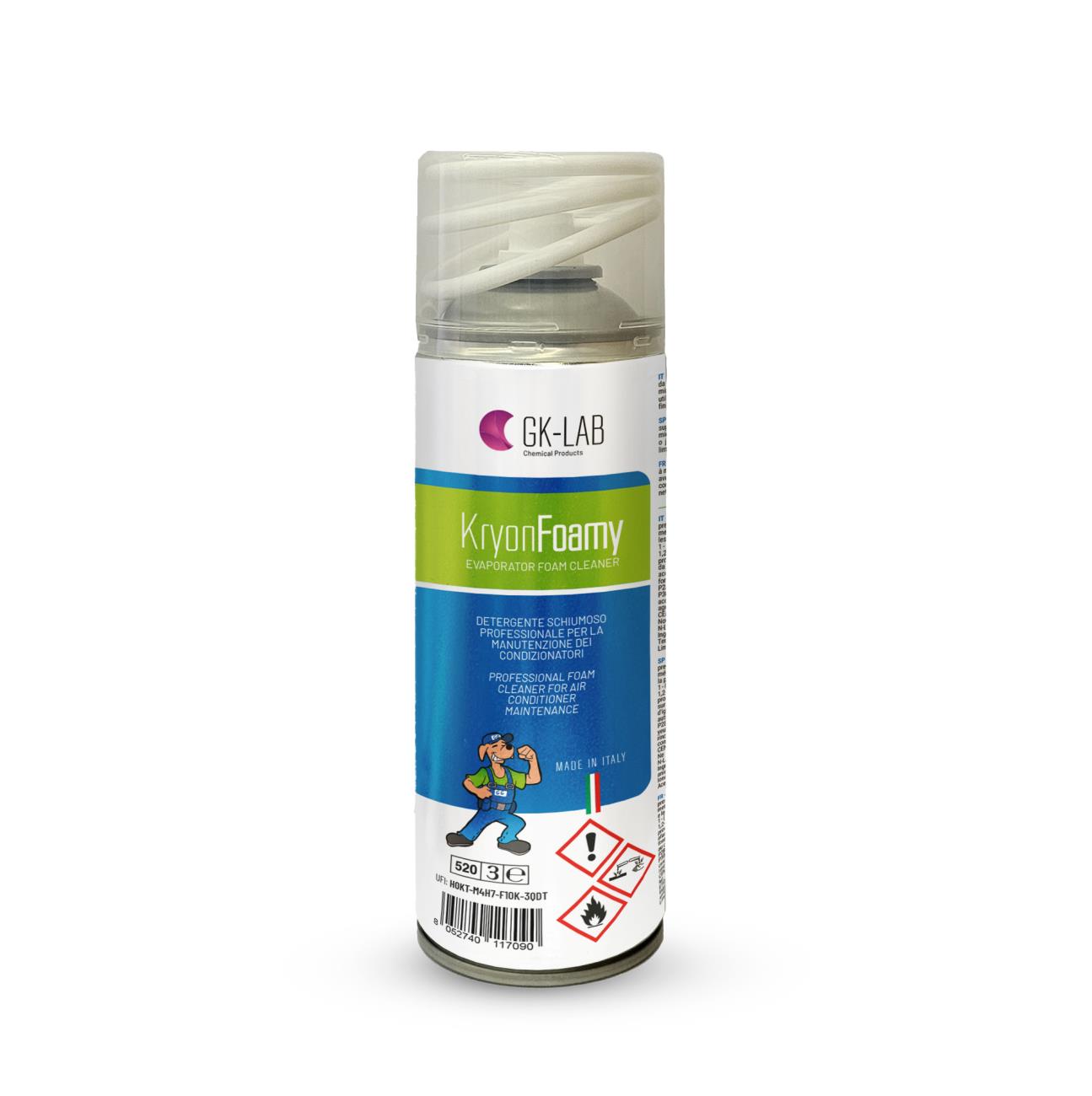Pulitore Aerosol Igienizzante Schiumoso per Evaporatori (unità interne) GK-Lab Kryon Foamy bomboletta da 400ml