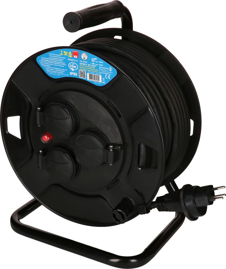 Tamburo avvolgicavo 4x tipo13 nero 33m IP55