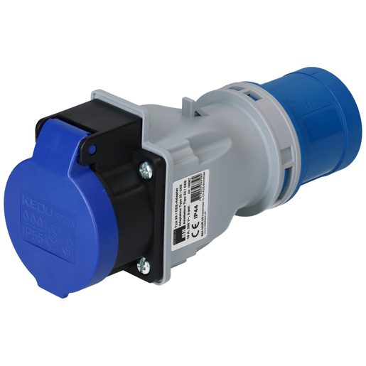 Adattatore spina/presa Max Hauri spina CEE 16A IP44 e presa T23 IP55 con coperchio