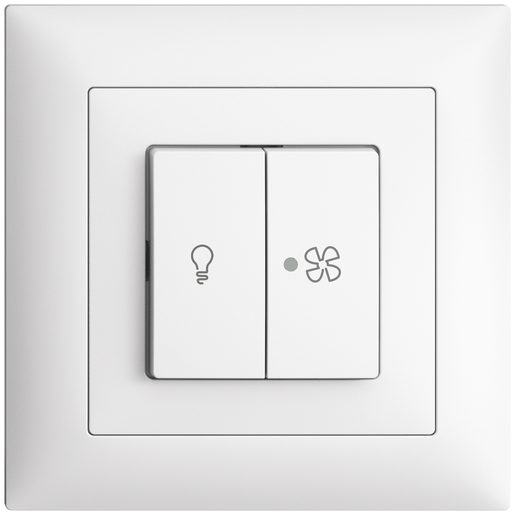 Interruttore sotto muro Feller EDIZIOdue per comando luce e ventilazione con led giallo completo bianco
