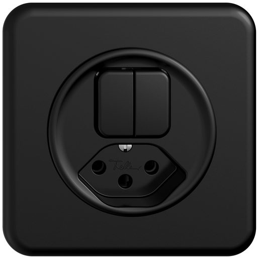 Combinazione sotto muro GR1 Feller STANDARDdue sch3+3+ presa T13 completa nero SNAPFIX