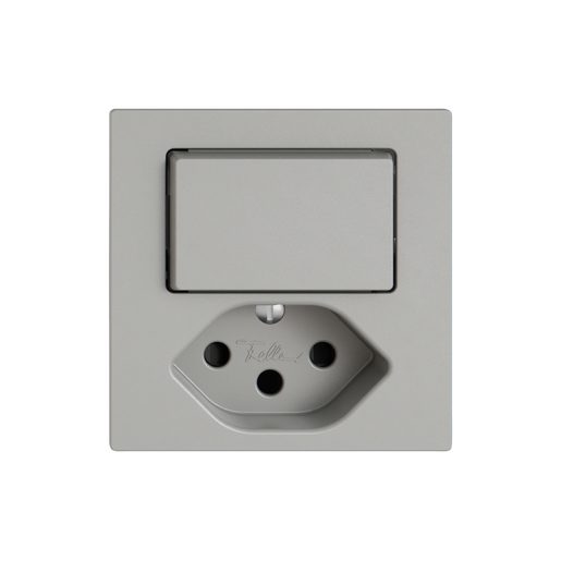 Combinazione Gr.1 Interruttore sch3 o pulsante e presa T13 s.m. Feller EDIZIO.liv SNAPFIX solo frutto e placca frontale grigio chiaro