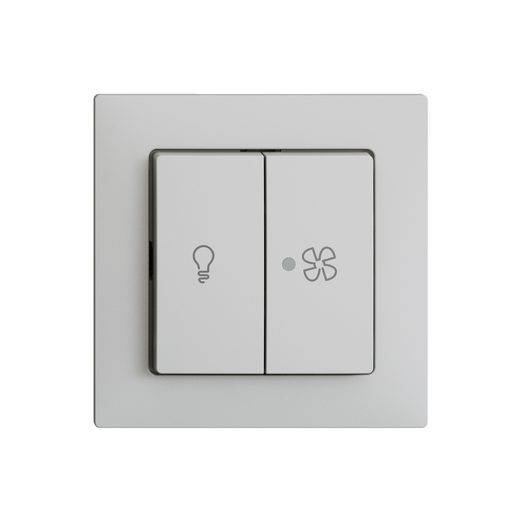 Interruttore sotto muro Feller EDIZIOdue per comando luce e ventilazione con led giallo solo frutto grigio chiaro