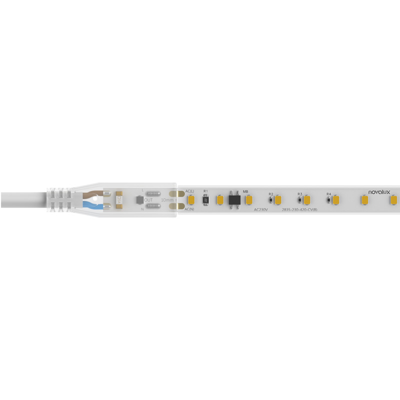 Striscia led Novalux 9.8W/m 230V 3000°K IP65 rotolo da 5 metri prezzo al metro