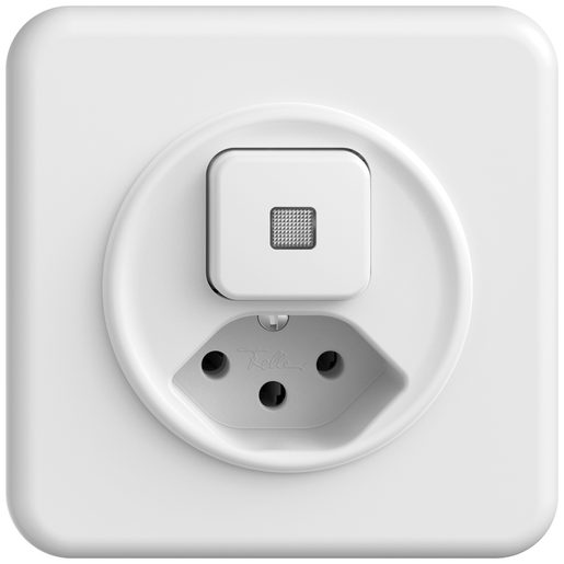 Combinazione GR1 sotto muro Feller STANDARDdue SNAPFIX pulsante luminoso A/R + presa T13 completo bianco