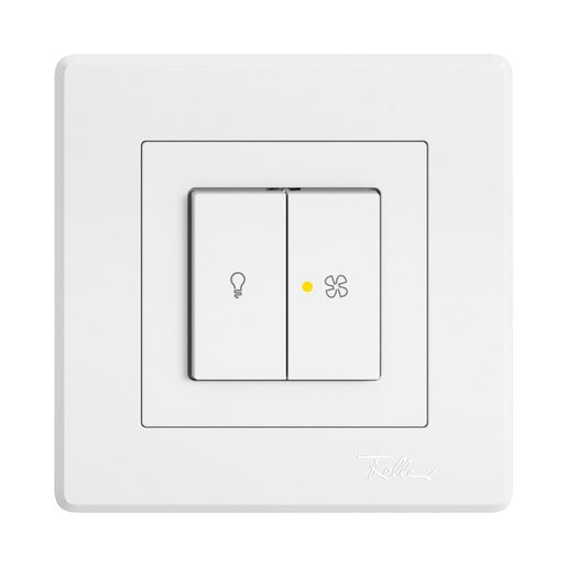 Interruttore sotto muro Feller EDIZIO.liv SNAPFIX per comando luce e ventilazione con led giallo completo bianco
