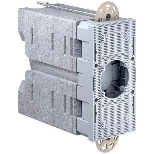 Supporto per apparecchi AGRO con inserto multiscatole per grandezze 1x1 2x1 3x1 2x1 NUP per facciate isolate