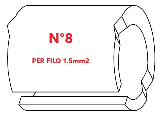 Marcatore per fili 1.5mm2 bianco prestampato misura STD 05 marcatura stampata N°8