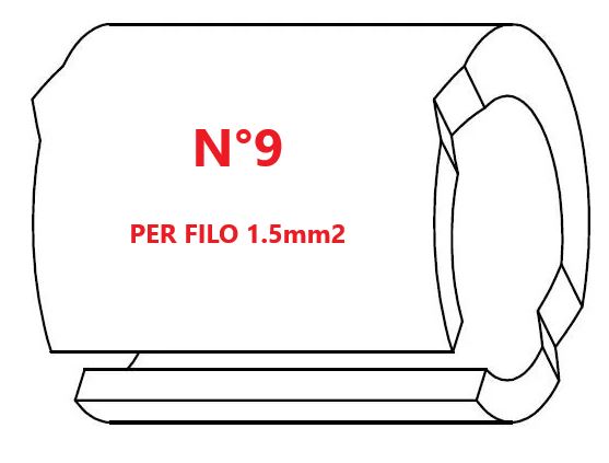 Marcatore per fili 1.5mm2 bianco prestampato misura STD 05 marcatura stampata N°9