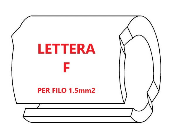 Marcatore per fili 1.5mm2 bianco prestampato misura STD 05 marcatura stampata lettera F