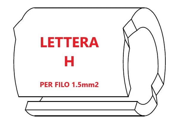 Marcatore per fili 1.5mm2 bianco prestampato misura STD 05 marcatura stampata lettera H