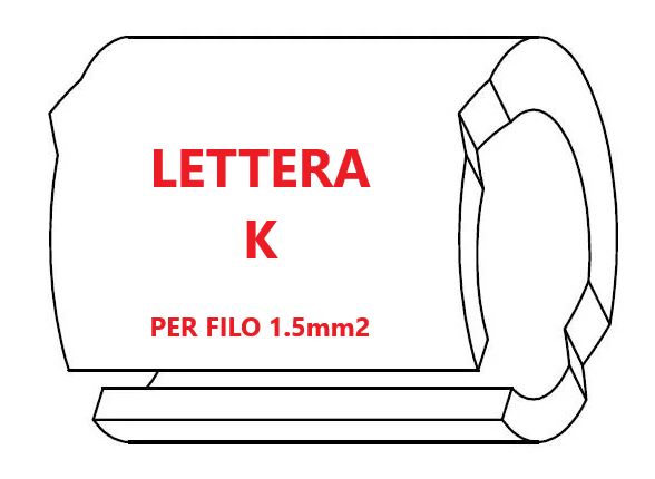 Marcatore per fili 1.5mm2 bianco prestampato misura STD 05 marcatura stampata lettera K