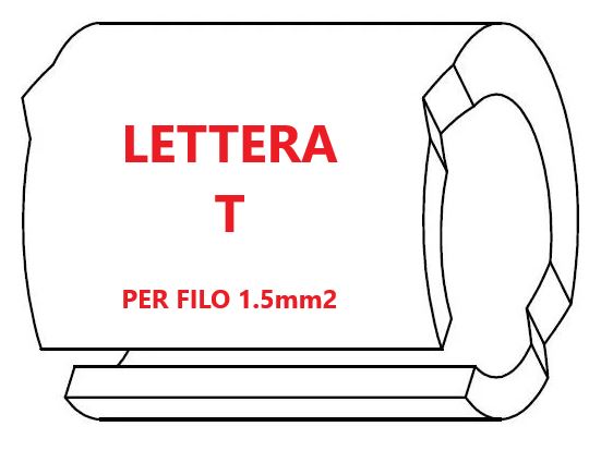 Marcatore per fili 1.5mm2 bianco prestampato misura STD 05 marcatura stampata lettera T