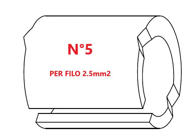 Marcatore per fili 2.5mm2 bianco prestampato misura STD 06 marcatura stampata N°5