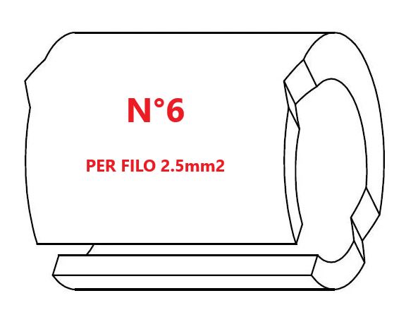 Marcatore per fili 2.5mm2 bianco prestampato misura STD 06 marcatura stampata N°6