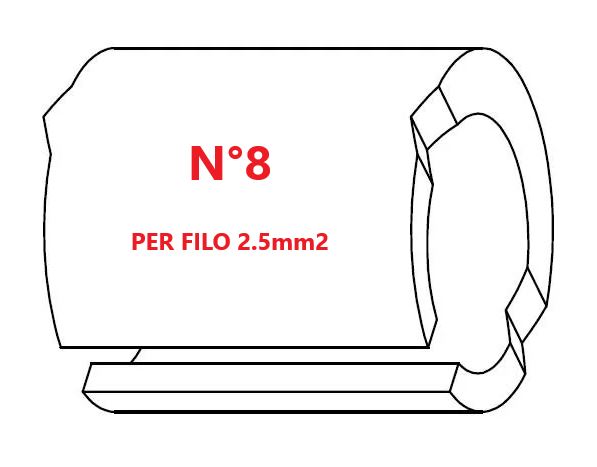 Marcatore per fili 2.5mm2 bianco prestampato misura STD 06 marcatura stampata N°8