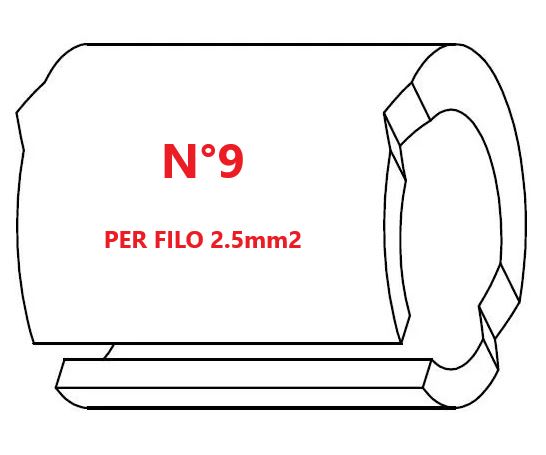 Marcatore per fili 2.5mm2 bianco prestampato misura STD 06 marcatura stampata N°9