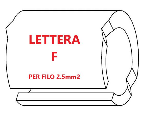 Marcatore per fili 2.5mm2 bianco prestampato misura STD 06 marcatura stampata lettera F