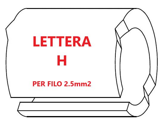 Marcatore per fili 2.5mm2 bianco prestampato misura STD 06 marcatura stampata lettera H