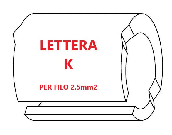 Marcatore per fili 2.5mm2 bianco prestampato misura STD 06 marcatura stampata lettera K