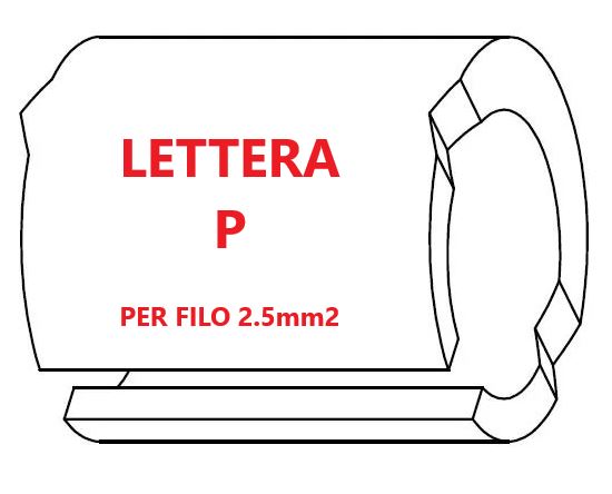 Marcatore per fili 2.5mm2 bianco prestampato misura STD 06 marcatura stampata lettera P