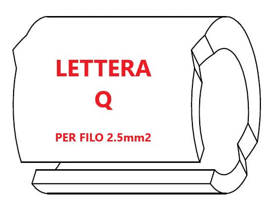 Marcatore per fili 2.5mm2 bianco prestampato misura STD 06 marcatura stampata lettera Q