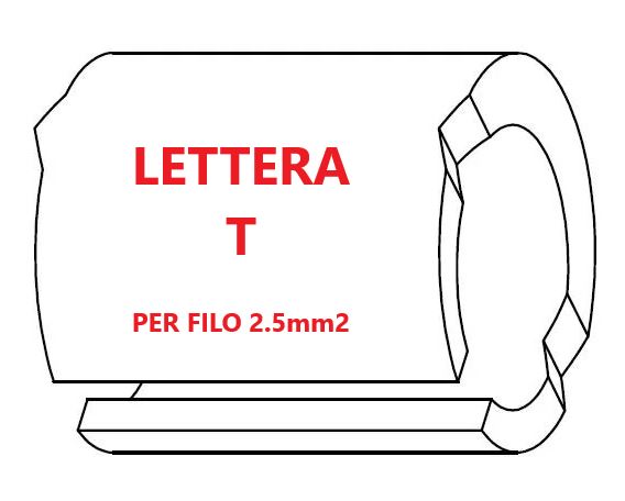 Marcatore per fili 2.5mm2 bianco prestampato misura STD 06 marcatura stampata lettera T