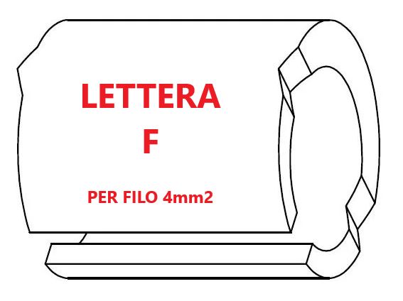 Marcatore per fili 4mm2 bianco prestampato misura STD 09 marcatura stampata lettera F