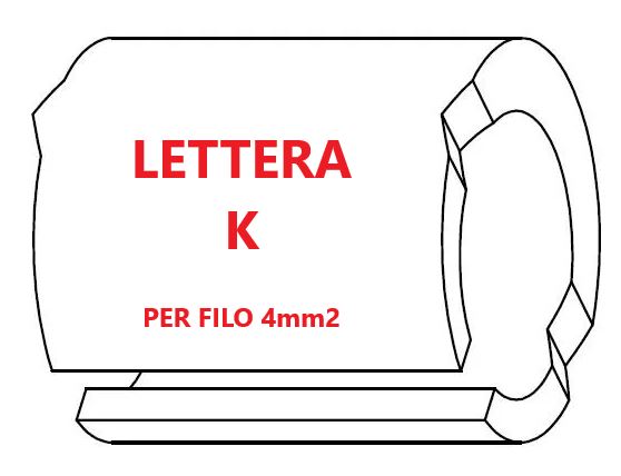 Marcatore per fili 4mm2 bianco prestampato misura STD 09 marcatura stampata lettera K