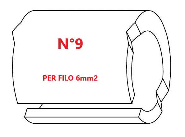 Marcatore per fili 6mm2 bianco prestampato misura STD 12 marcatura stampata N°9