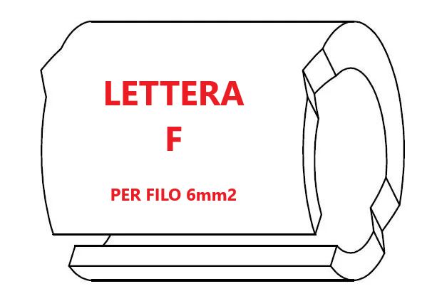 Marcatore per fili 6mm2 bianco prestampato misura STD 12 marcatura stampata lettera F