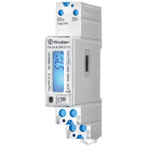 Contatore d'energia AMD FINDER 7M.24 1L diretto 40A elettrico S0 MID