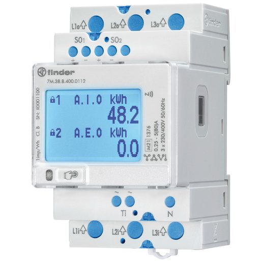 Contatore d'energia AMD FINDER 7M.38 3LN diretto 80A elettrico S0 MID